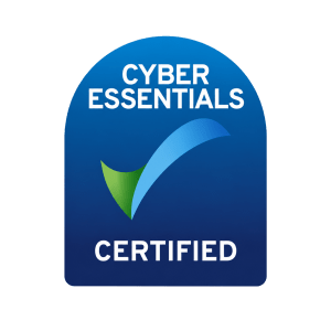 Cyber Essentials Certified logo featuring a blue background, a green checkmark, and the text 'CYBER ESSENTIALS CERTIFIED'.