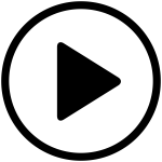 A black play button icon encircled by a round outline.